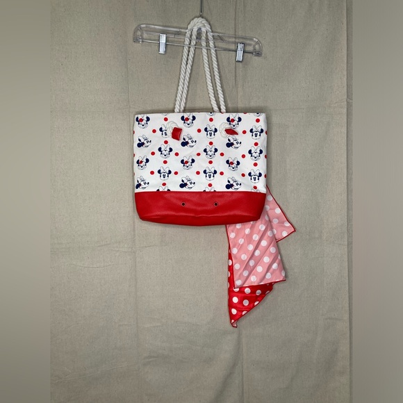 Disney Minnie Mouse Tote With Attached Scarf - Picture 4 of 6